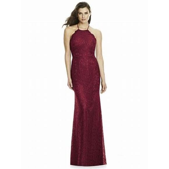 Dessy Collection Dresses & Skirts - Dessy Collection 2995 Blush Pink Lace Halter Neck Trumpet Formal Gown Dress 14